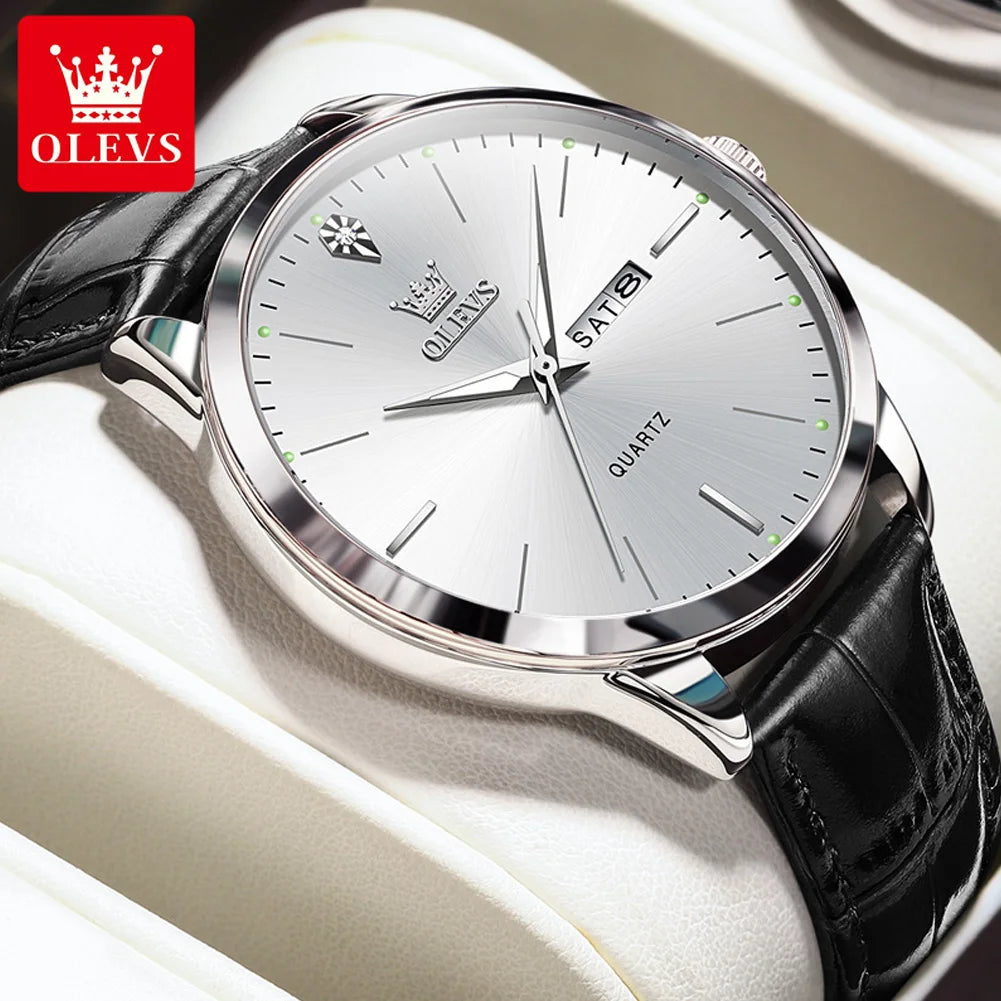 Fashion Business Brand - Leather Strap Watch Waterproof 43Mm Dial