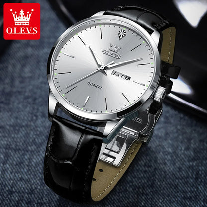 Fashion Business Brand - Leather Strap Watch Waterproof 43Mm Dial